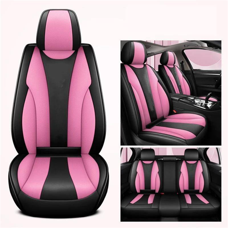 DZSFSTRHRRT Sitzbezüge Auto Komplettes Set Luxus-Autositzbezug für Kia Für Stinger Lederzubehör Autositzbezüge(Pink 5PCS) von DZSFSTRHRRT