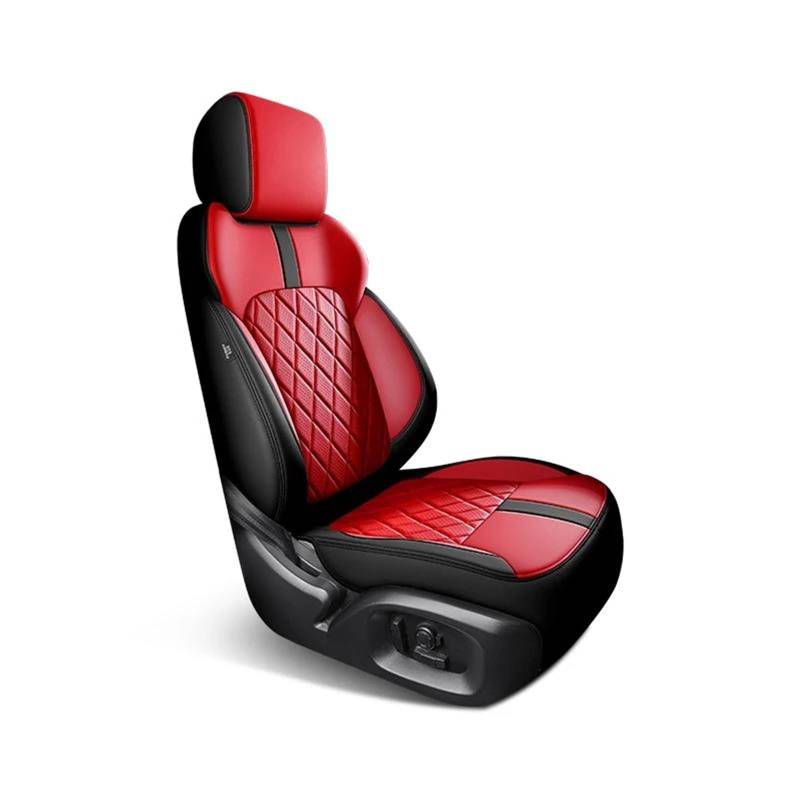 DZSFSTRHRRT Sitzbezüge Auto Komplettset Custom Leder Auto Sitzbezüge Für Nissan Für Tiida 2005 2006 2007 2008 2009 Auto Zubehör Innen Teile Autositzbezüge(Schwarz Rot) von DZSFSTRHRRT