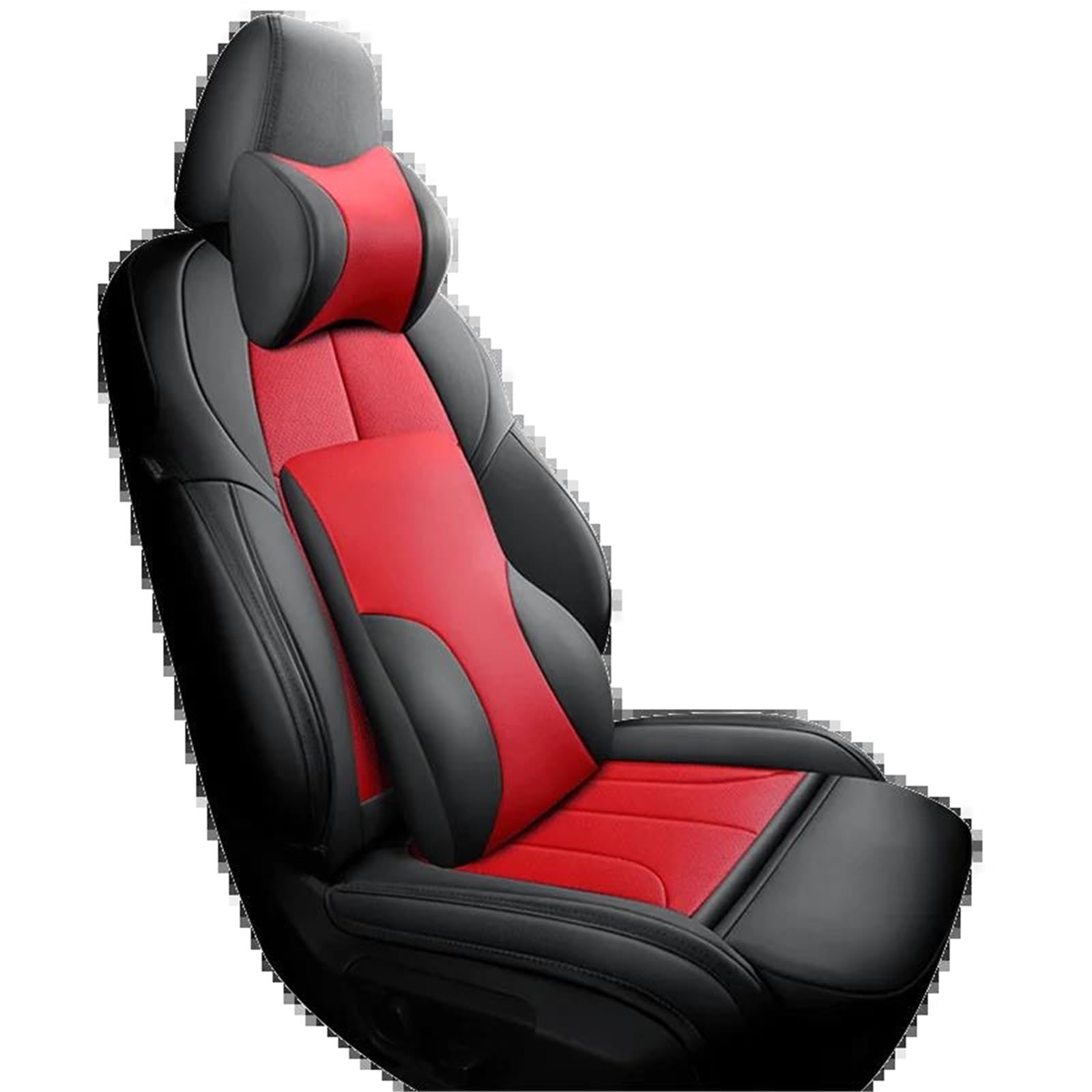 DZSFSTRHRRT Sitzbezüge Auto Leder Auto Autositzbezüge für Ford für Ranger PX1 für Fiesta 2016 für Mondeo für MK4 für Kuga für Mustang Zubehör Autositzbezüge(Bk red+backrest) von DZSFSTRHRRT