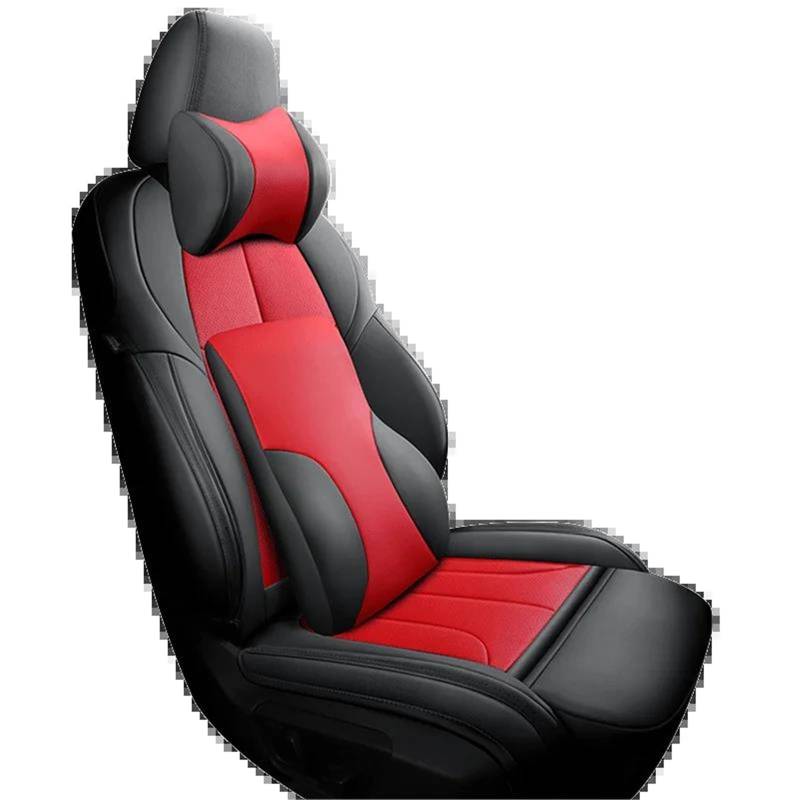 DZSFSTRHRRT Sitzbezüge Auto Leder Auto Autositzbezüge für Ford für Ranger PX1 für Fiesta 2016 für Mondeo für MK4 für Kuga für Mustang Zubehör Autositzbezüge(Bk red+backrest) von DZSFSTRHRRT