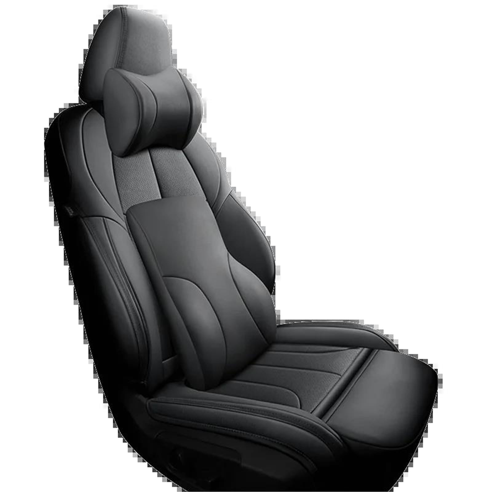 DZSFSTRHRRT Sitzbezüge Auto Leder Auto Autositzbezüge für Ford für Ranger PX1 für Fiesta 2016 für Mondeo für MK4 für Kuga für Mustang Zubehör Autositzbezüge(Black+backrest) von DZSFSTRHRRT