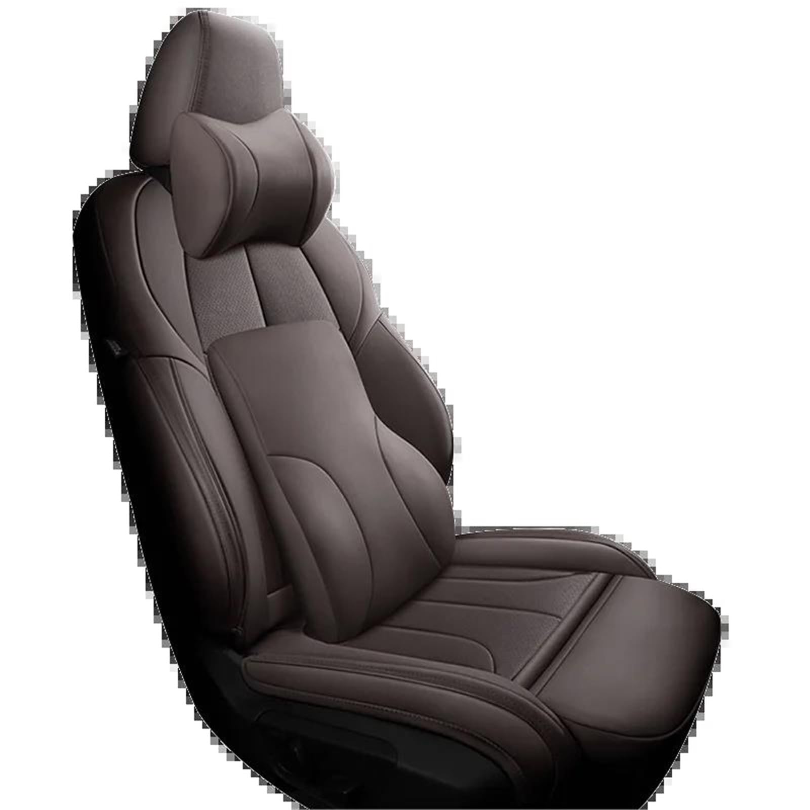 DZSFSTRHRRT Sitzbezüge Auto Leder Auto Autositzbezüge für Ford für Ranger PX1 für Fiesta 2016 für Mondeo für MK4 für Kuga für Mustang Zubehör Autositzbezüge(Coffee+backrest) von DZSFSTRHRRT