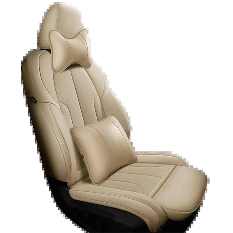 DZSFSTRHRRT Sitzbezüge Auto Leder Auto Autositzbezüge für Ford für Ranger PX1 für Fiesta 2016 für Mondeo für MK4 für Kuga für Mustang Zubehör Autositzbezüge(Off-White+Pillow) von DZSFSTRHRRT