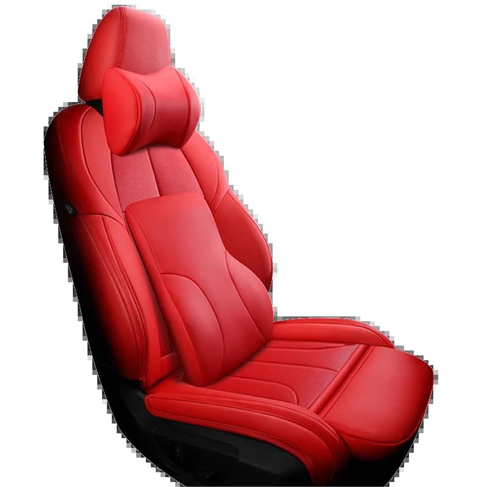 DZSFSTRHRRT Sitzbezüge Auto Leder Auto Autositzbezüge für Ford für Ranger PX1 für Fiesta 2016 für Mondeo für MK4 für Kuga für Mustang Zubehör Autositzbezüge(Red+backrest) von DZSFSTRHRRT