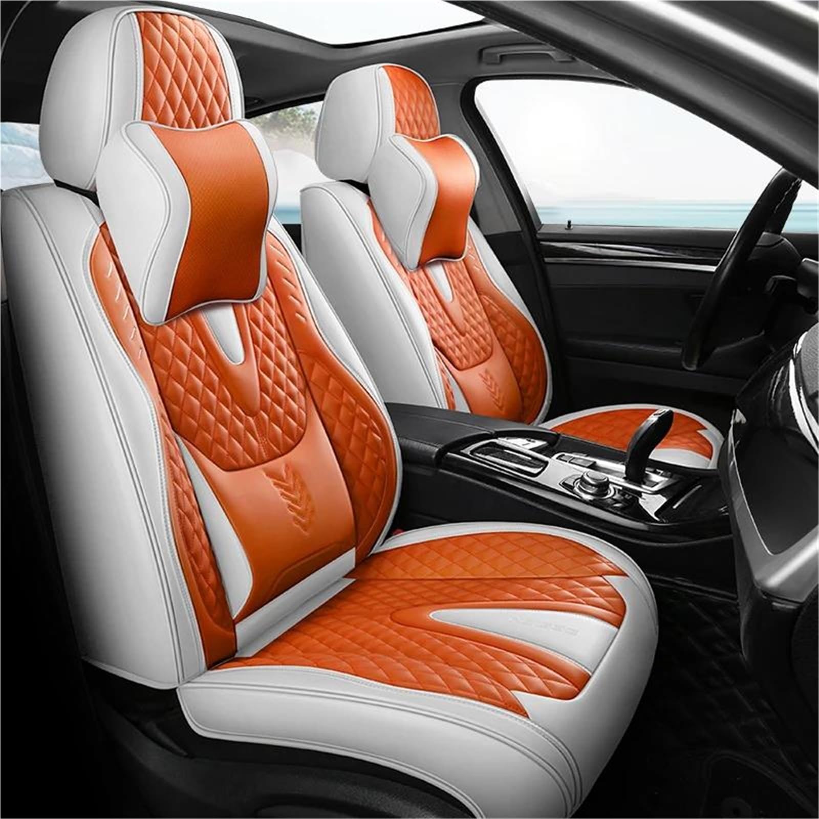 DZSFSTRHRRT Sitzbezüge Auto Leder Auto Sitz Abdeckung Für Nissan Für Qashqai J10 J11 Für Juke Für Murano Z51 Vollen Satz wasserdichte Auto Luxus zubehör Autositzbezüge(Orange) von DZSFSTRHRRT