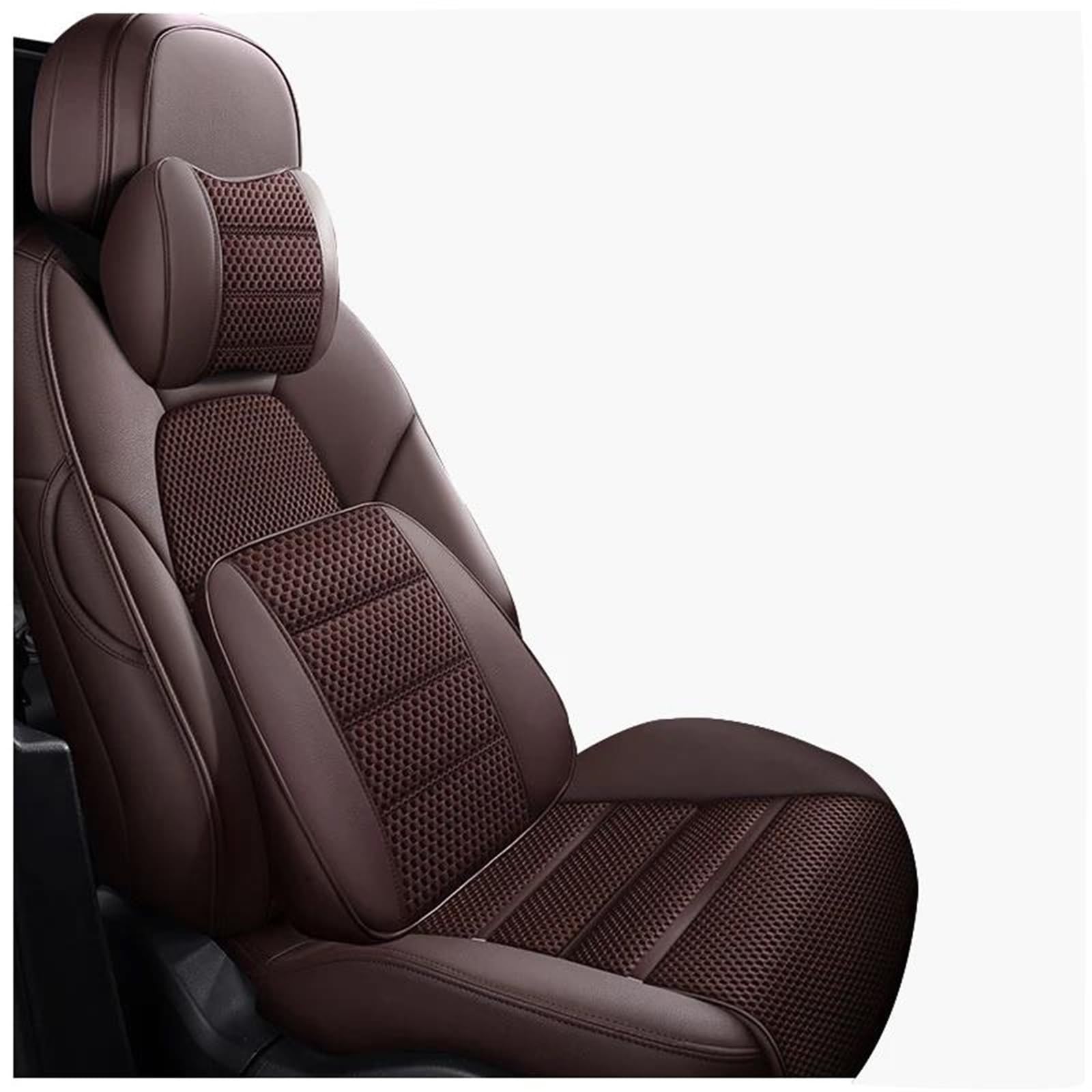 DZSFSTRHRRT Sitzbezüge Auto Leder Auto Sitzbezug Für Mercedes Für W205 2014 2015 2016 2017 2018 2019 2020 2021 Auto Zubehör Innen komplette Set Custom Autositzbezüge(Brown+Cushion) von DZSFSTRHRRT