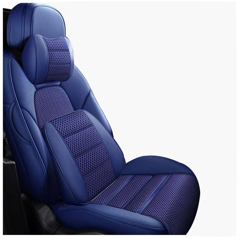 DZSFSTRHRRT Sitzbezüge Auto Leder Auto Sitzbezug für Mazda 6 2014 2015 2016 2017 2018 2019 2020 2021 Auto Zubehör Interior Center Full Set Custom Autositzbezüge(Blue+Cushion) von DZSFSTRHRRT