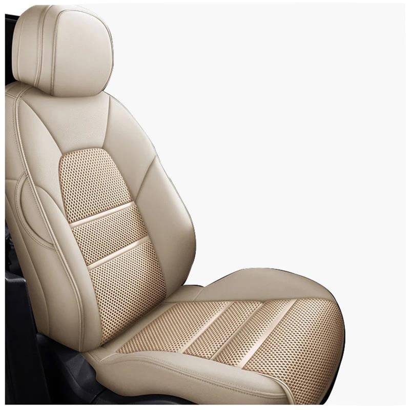 DZSFSTRHRRT Sitzbezüge Auto Leder Auto Sitzbezug für Range für Rover für Evoque 2012 Auto Zubehör Interior Center Full Set Custom Autositzbezüge(Beige) von DZSFSTRHRRT