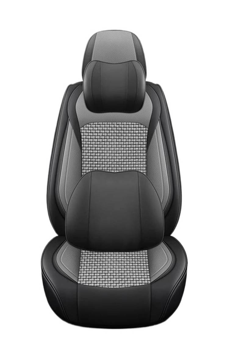 DZSFSTRHRRT Sitzbezüge Auto Leder-Autositzbezüge für Nissan für Qashqai J11 Autositzbezüge Autositzkissen Autositzbezüge(Gray 9PCS) von DZSFSTRHRRT