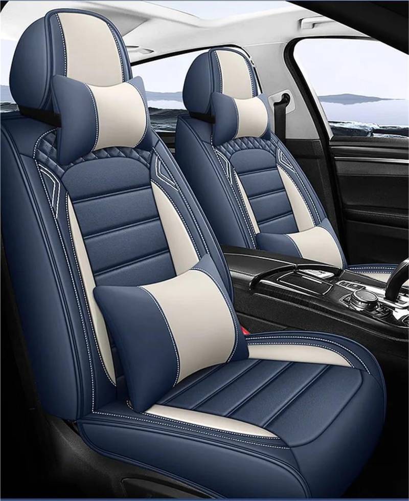 DZSFSTRHRRT Sitzbezüge Auto Leder-Autositzbezug für Mercedes W204 W205 W203 Autositzbezüge Autositzkissen Autositzbezüge(Blue+Cushion) von DZSFSTRHRRT