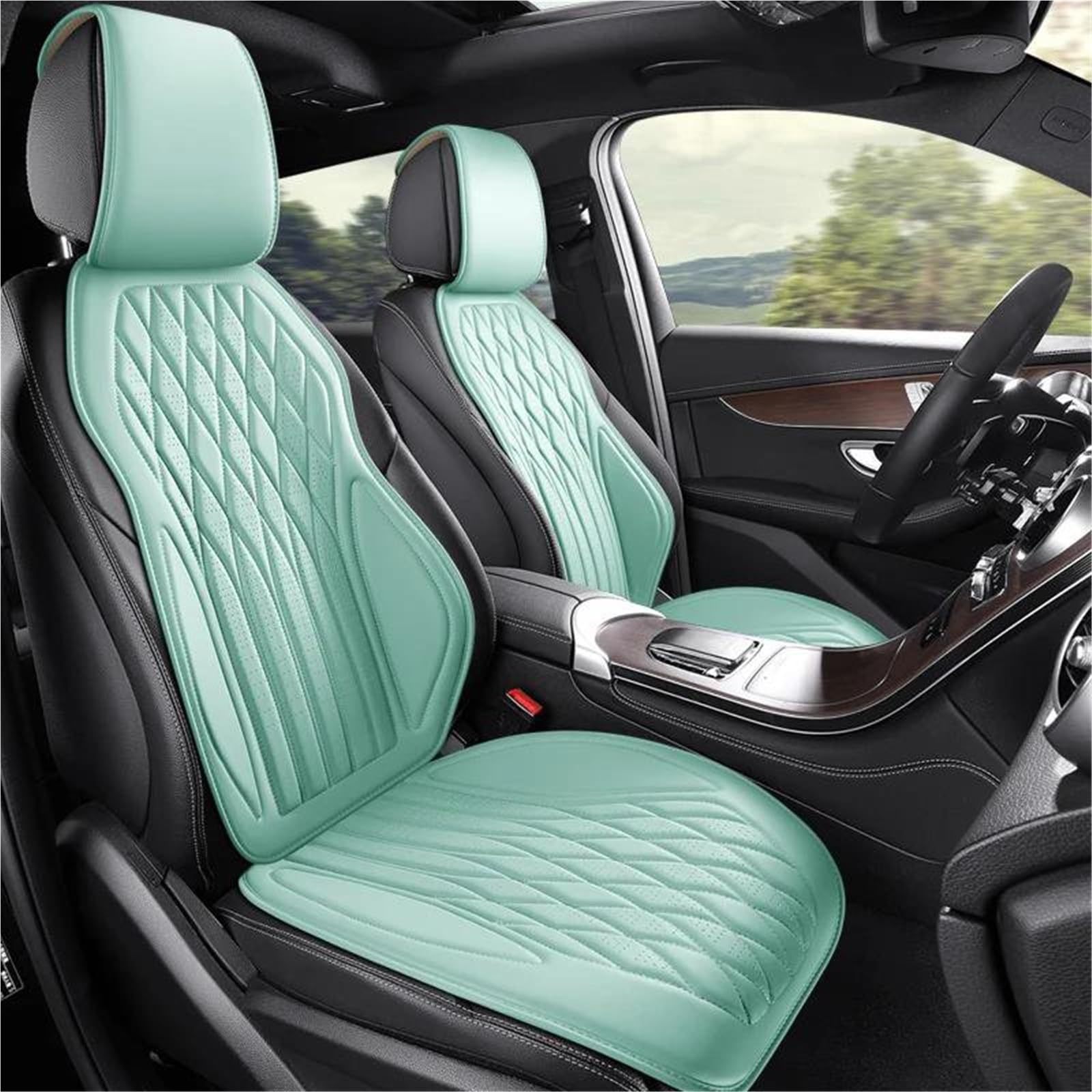 DZSFSTRHRRT Sitzbezüge Auto Luxuriöser kompletter Leder-Autositzbezug für Dodge für Caliber Innenausstattung Autositzbezüge(Green 5PCS) von DZSFSTRHRRT