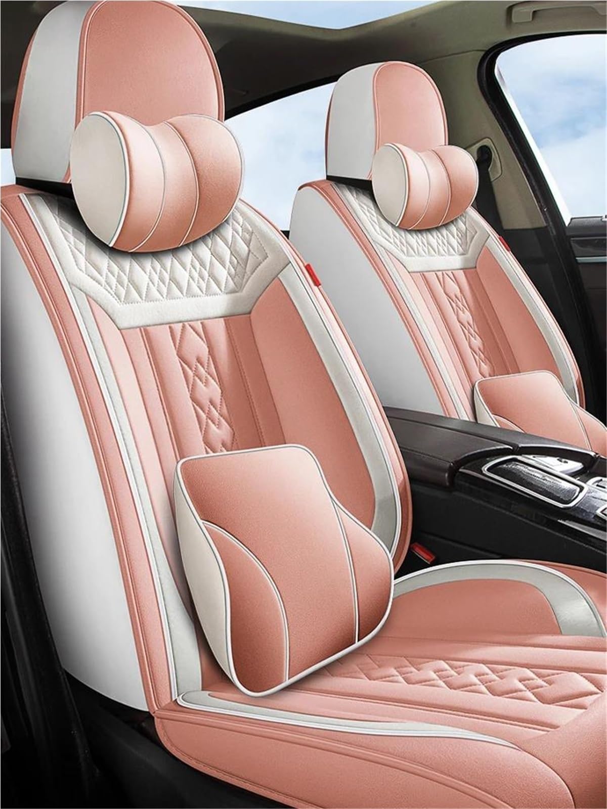 DZSFSTRHRRT Sitzbezüge Auto Luxus-Autositzbezug für Dodge für Nitro, Zubehör, Autositzbezüge, Autositzkissen Autositzbezüge(Pink 9PCS) von DZSFSTRHRRT