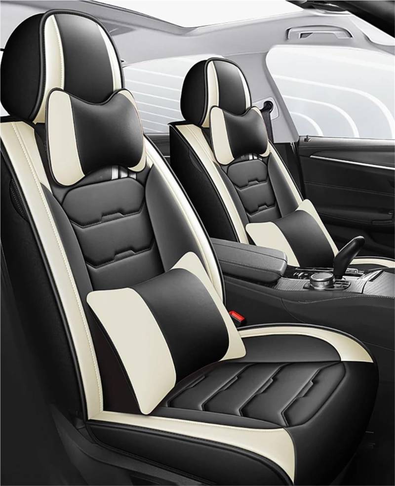 DZSFSTRHRRT Sitzbezüge Auto Luxus Full Set Autositzbezüge für kIa für Ceed Jd Auto Zubehör Autositzbezüge Autositzkissen Autositzbezüge(Bk White+Pillow) von DZSFSTRHRRT