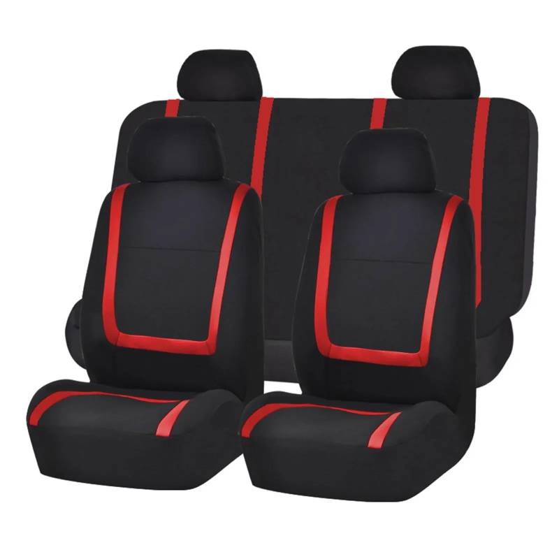 DZSFSTRHRRT Sitzbezüge Auto Stoff-Autositzbezüge für Hyundai für Santa für Fe für Kona i40 für Getz für Palisade für Terracan Autokissen Autositzbezüge(5Seats-Red) von DZSFSTRHRRT