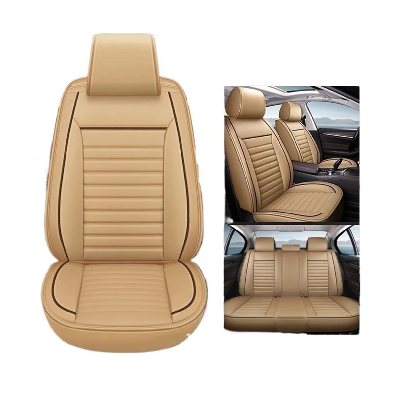 DZSFSTRHRRT Sitzbezüge Auto Volle Set Auto Sitz Abdeckung Für Kia Für Carens Auto Leder Innen Zubehör Auto Sitzbezüge Auto Sitzkissen Autositzbezüge(Beige) von DZSFSTRHRRT