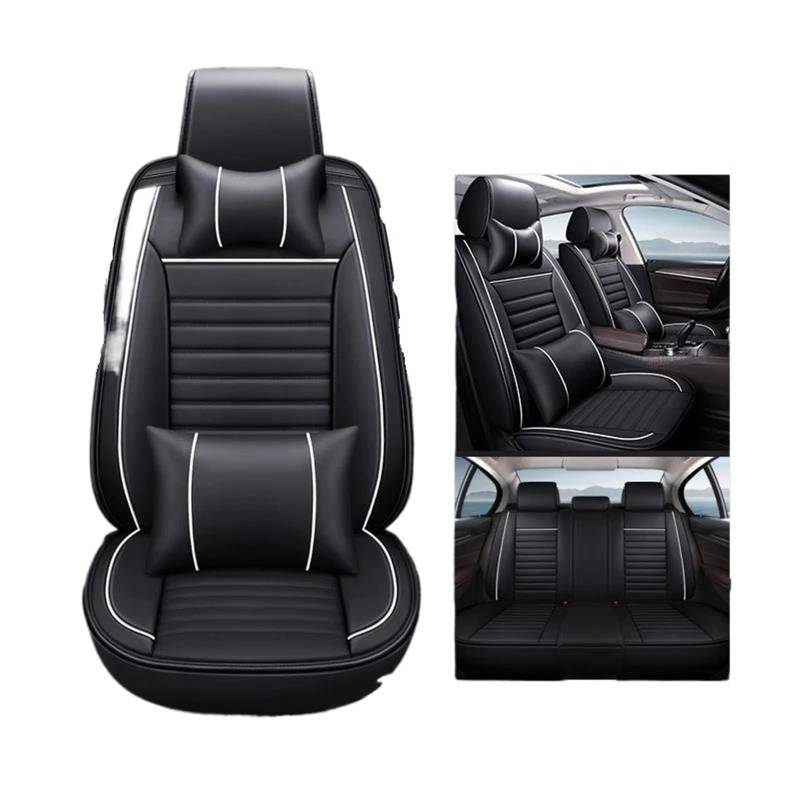 DZSFSTRHRRT Sitzbezüge Auto Volle Set Auto Sitz Abdeckung Für Mercedes W211 W204 W205 Auto Leder Innen Zubehör Auto Sitzbezüge Auto Sitzkissen Autositzbezüge(Bk White+Cushion) von DZSFSTRHRRT