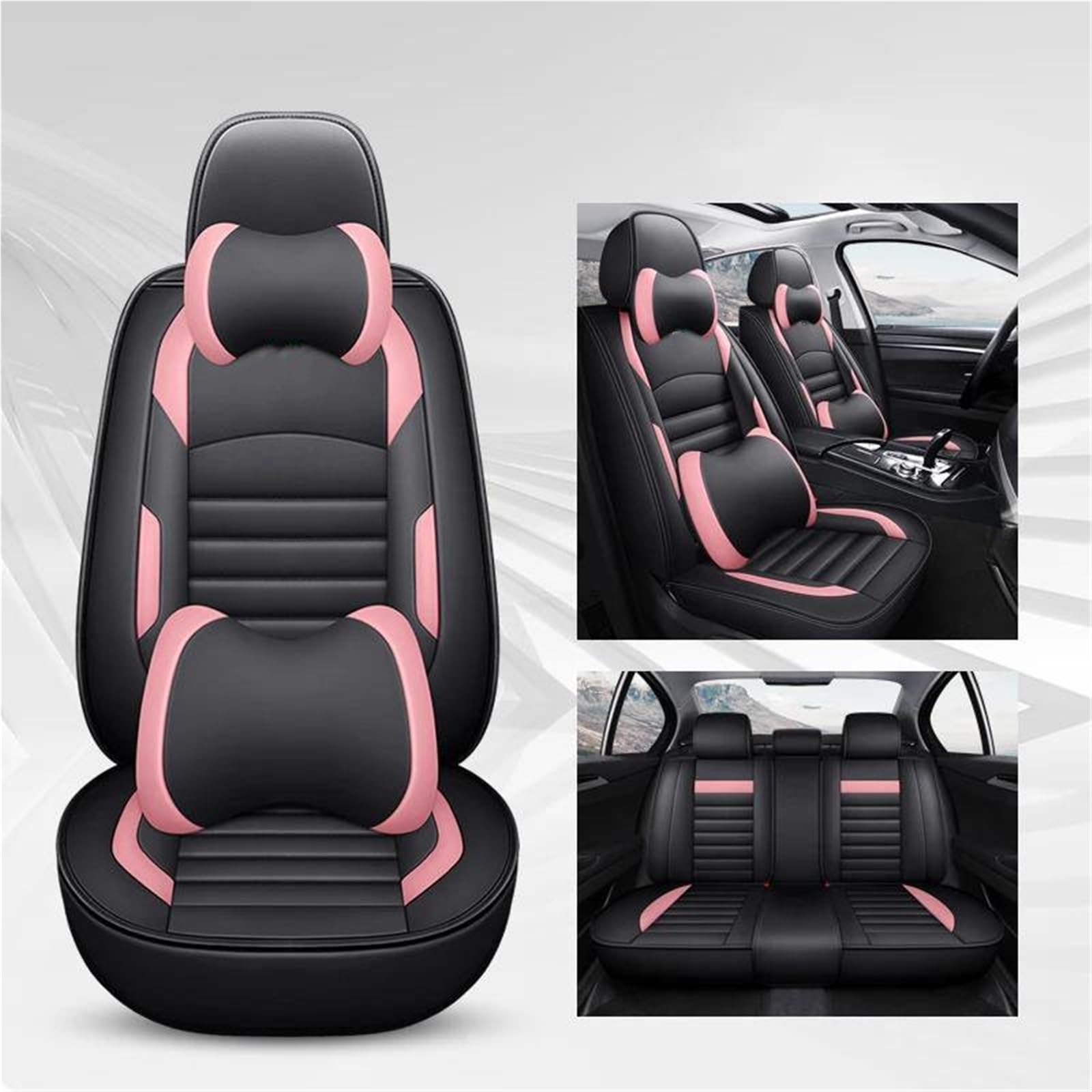 DZSFSTRHRRT Sitzbezüge Auto Vollständiger Satz Autositzbezug für X6 E71 E90 Innenzubehör Autositzbezüge Autositzkissen Autositzbezüge(Pink 9PCS) von DZSFSTRHRRT