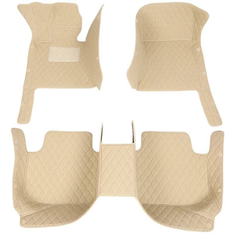 Fußmatten 3D-Fußmatten aus PU-Leder für Ford für Focus 2 2006 2007 2008 2009 2010 2011 Innenausstattung Automatten Auto Fußmatten(Beige) von DZSFSTRHRRT