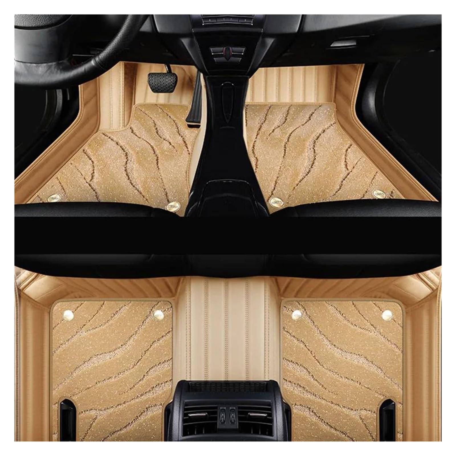 Fußmatten Echtes Leder Vollständig umgebene Fußpolster Auto-Fußmatten für Nissan Für Tiida 2011-2021 Auto-Innenausstattungsdetails Zubehör Teppich Auto Fußmatten(Beige) von DZSFSTRHRRT