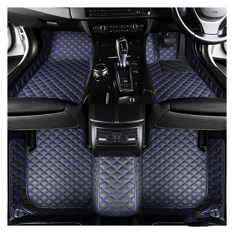 Fußmatten Für Mitsubishi Für Pajero 2008 2009 2010 2011 Leder Custom Full Set RHD Auto Fußmatten Interior Styling Automatten Teppiche Zubehör Auto Fußmatten(Schwarz Blau) von DZSFSTRHRRT