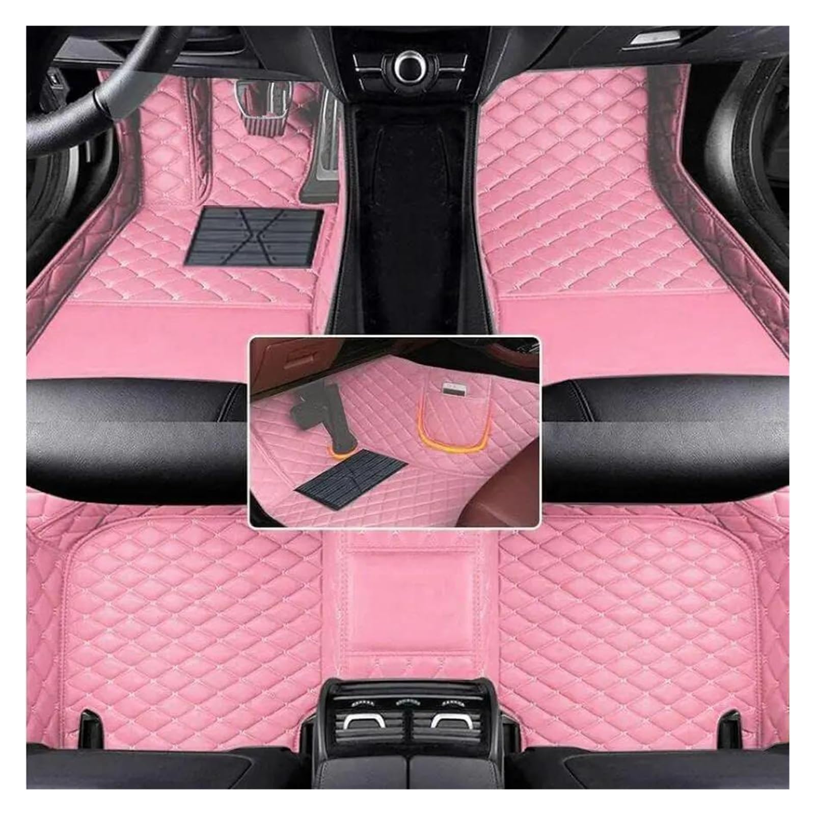 Fußmatten Maßgeschneiderte Kunstleder Auto Bodenmatte für Clio 4 2013 2014 2015 2016 Innenausstattung Auto Fußmatten(Pink) von DZSFSTRHRRT