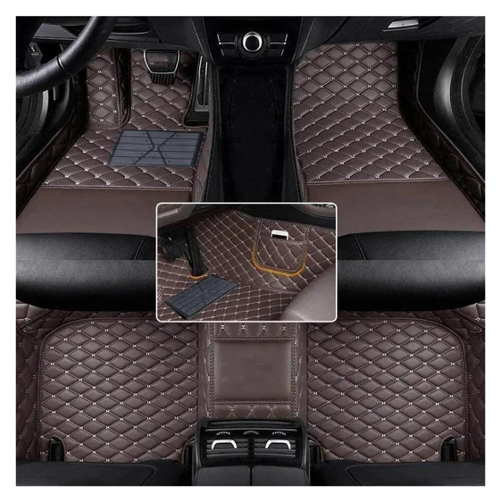 Fußmatten Maßgeschneiderte Kunstleder-Auto-Bodenmatte für Jeep für Grand für Cherokee für WK2 2012 2013 2014 Innenausstattung Auto Fußmatten(Kaffee) von DZSFSTRHRRT