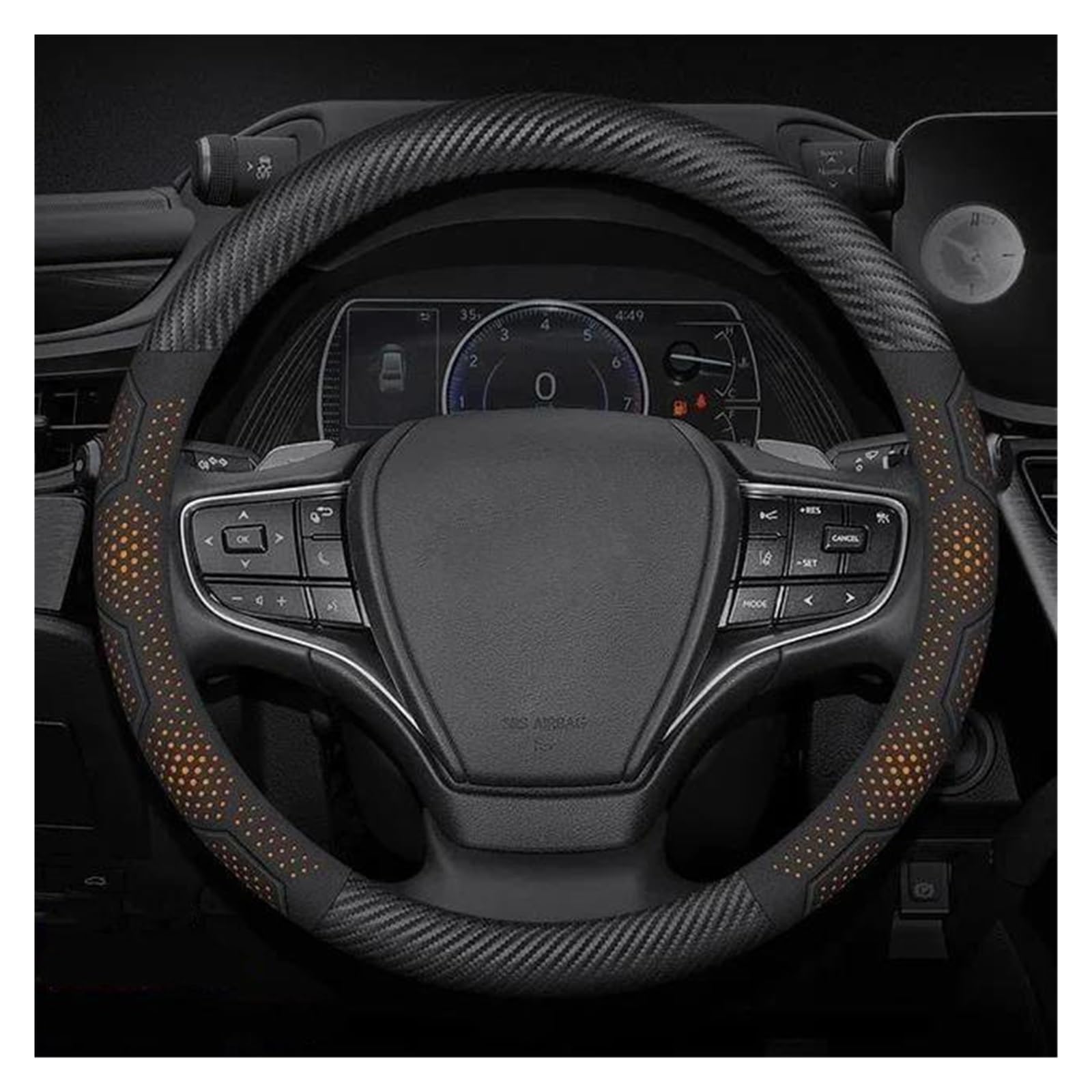 Lenkrad Abdeckung Carbon Faser Wildleder Auto Lenkrad Abdeckung Für Lexus GS300h ES300h ES330 ES350 NX300h IS300 RX300 IS250 CT200h NX300 Lenkradabdeckung(Carbon Orange) von DZSFSTRHRRT
