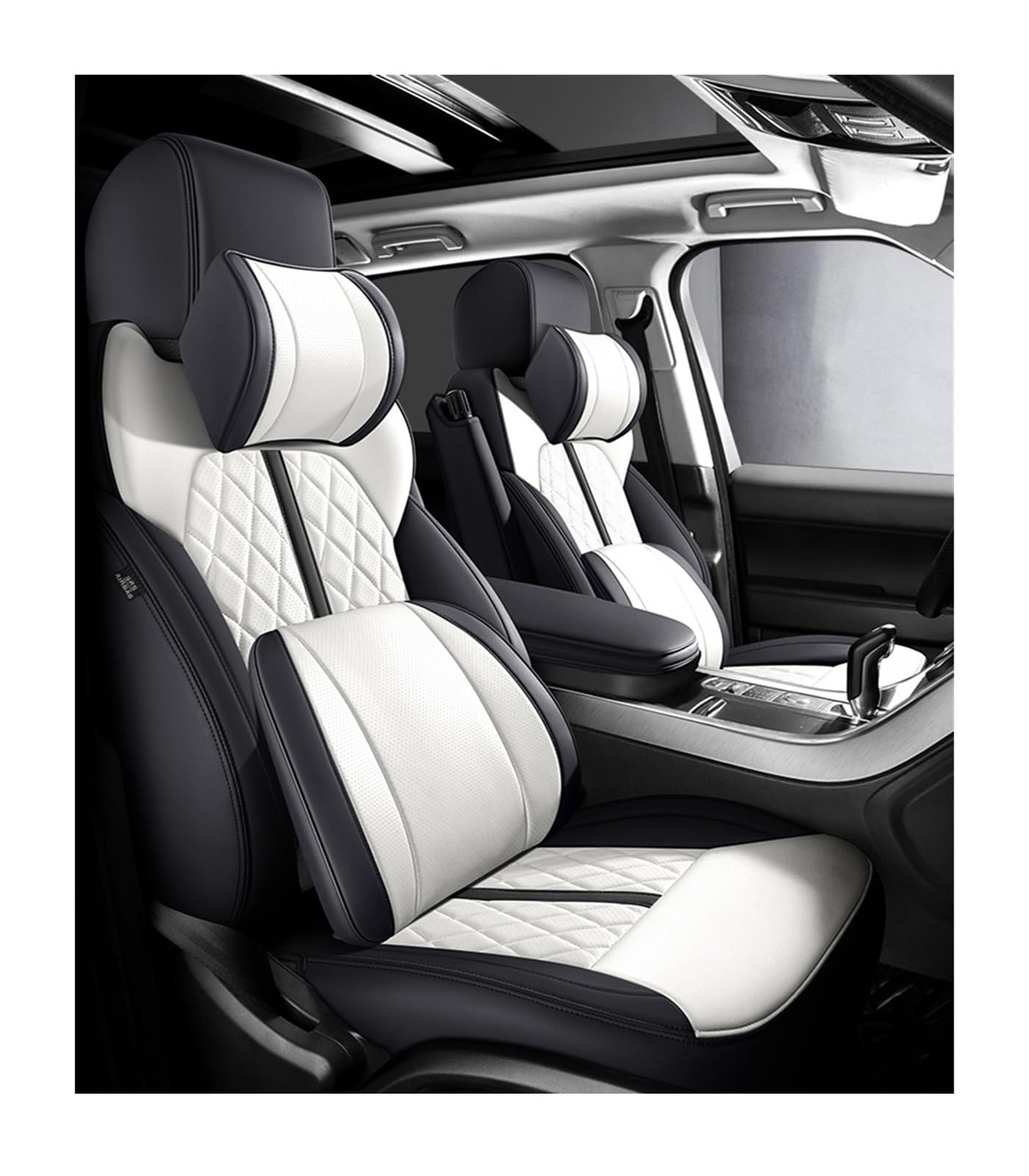 DZSGJNOF Pkw-Sitzbezüge Autositzbezug Für Mitsubishi Für ASX 2013–2018 Zubehör Innenausstattung Komplettes Set Autos Individuelles Leder Auto Schonbezüge(Black White Pillow) von DZSGJNOF