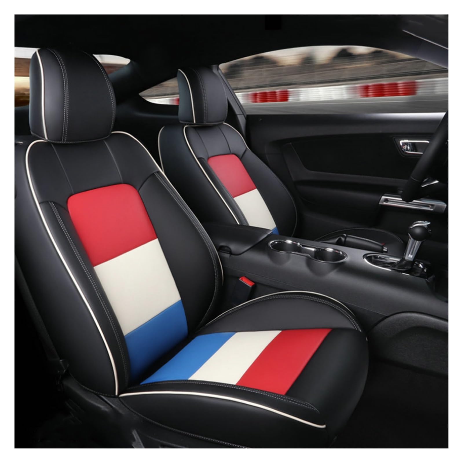 DZSGJNOF Pkw-Sitzbezüge Custom Fit 2015–2022 Autositzbezüge Komplettes Set Mittleres Echtleder Für Mustang Für GT Für Mustang Auto Schonbezüge(Multi Colors Design) von DZSGJNOF