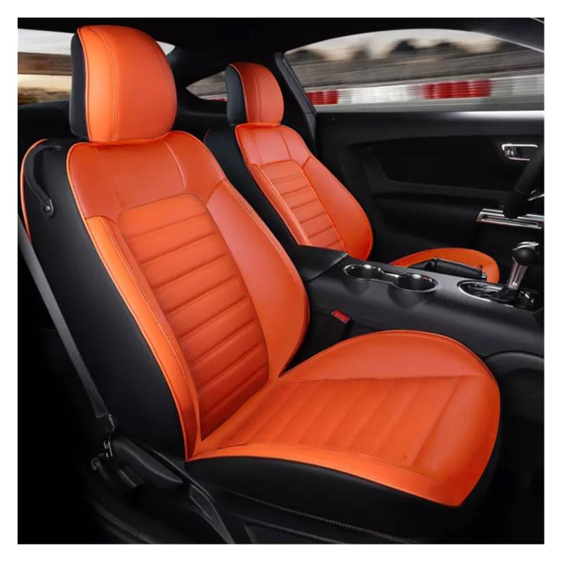 DZSGJNOF Pkw-Sitzbezüge Custom Fit 2015–2022 Autositzbezüge Komplettes Set Mittleres Echtleder Für Mustang Für GT Für Mustang Auto Schonbezüge(Orange black1) von DZSGJNOF