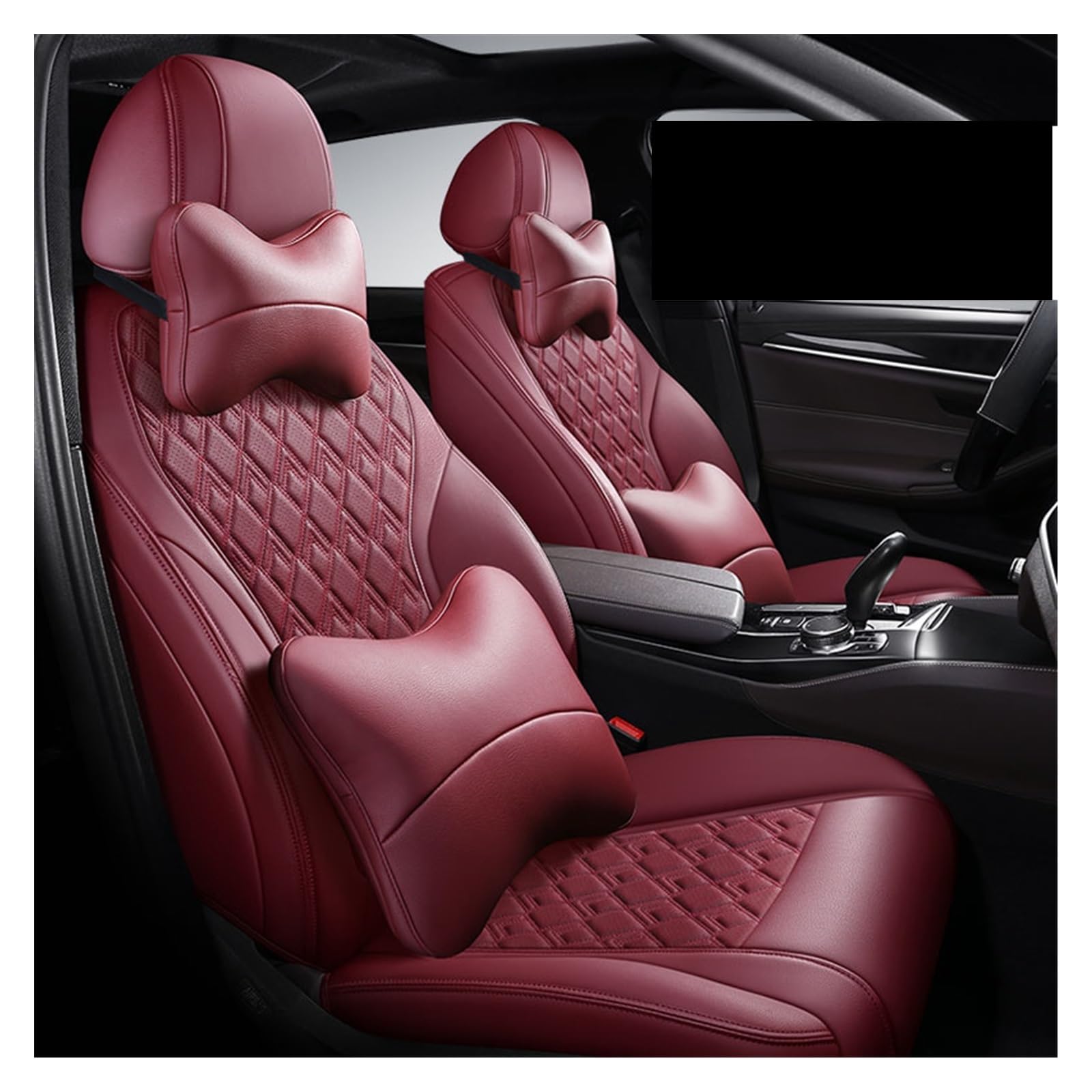 DZSGJNOF Pkw-Sitzbezüge Customization Style Autositzbezug Für F11 Für Touring 5 Series 2010-2017 Jahr Innendetails Leder Auto Schonbezüge(Wine red Pillow,6 seat) von DZSGJNOF