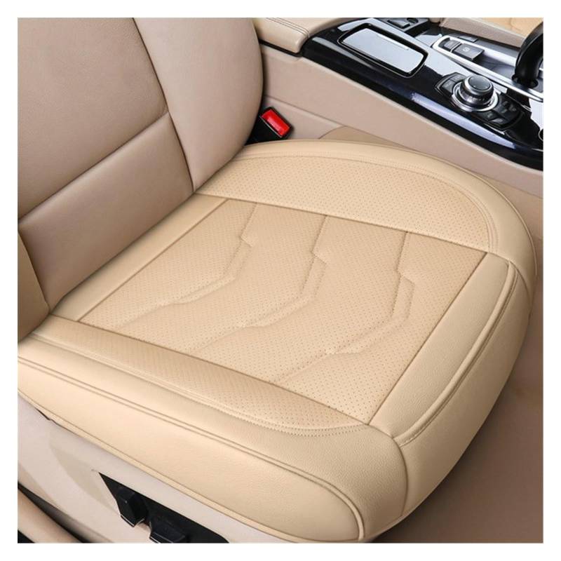 DZSGJNOF Pkw-Sitzbezüge Luxus Autositzbezug PU Leder Sitzkissenbezüge Universal Auto Innenschutz Pad Matte Vier Jahreszeiten Autozubehör Auto Schonbezüge(1pc Front beige) von DZSGJNOF