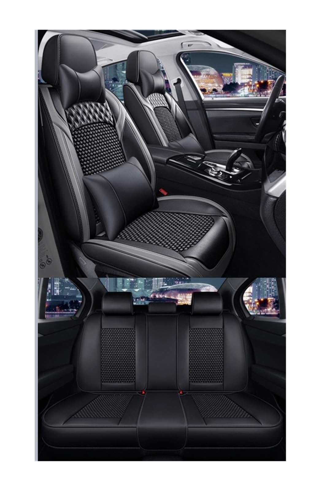 DZSGJNOF Pkw-Sitzbezüge Stil Luxus EIS Seide Auto Sitzbezug Für SEAT Für Leon Für Arona Für Ateca Für Tarraco Auto Zubehör Innen Details Auto Schonbezüge(B Bk Gray 5 Seat) von DZSGJNOF