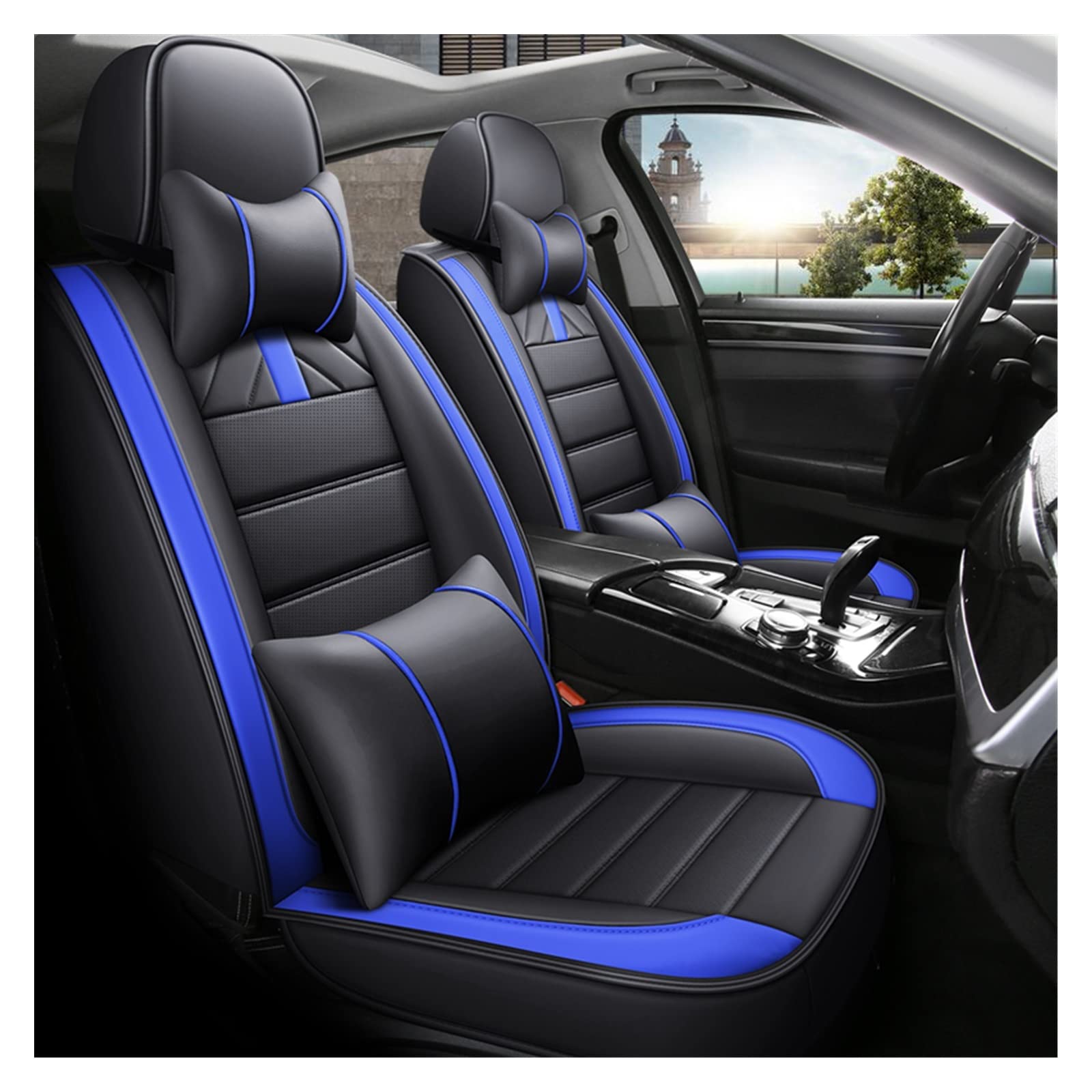 DZSGJNOF Pkw-Sitzbezüge Universal Auto Sitzbezug Für Toyota Für RAV4 Für Auris Für Avensis Für Crown Für 4Runner Für Cruiser Auto Zubehör Innen Auto Schonbezüge(B Bk Blue 5 Seat) von DZSGJNOF