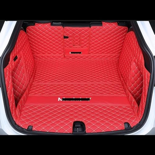 Kofferraum Schutzmatte Vordere Und Hintere Kofferraummatte Für Tesla Für Model Y 2019-2021 Full Surround Microfiber Leather Protective Pad Interior Kofferraum Schutzmatten(Red RM) von DZSGJNOF