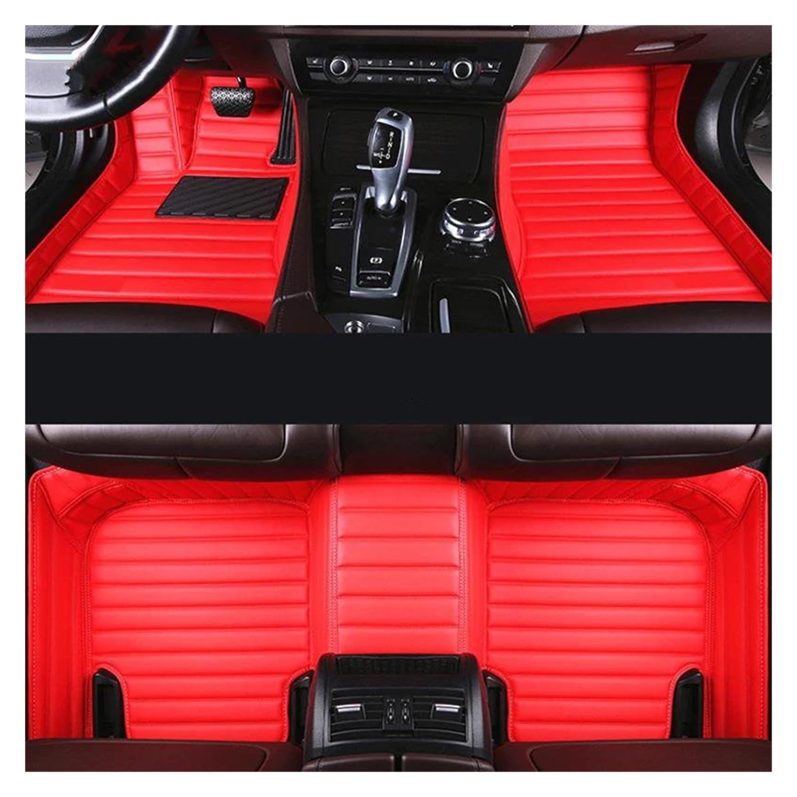 Auto Fußmatten Auto-Fußmatten-Set für Ford für Ecosport 2013 2014 2015 2016 2017, wasserdichtes Zubehör, Auto-Innenteppiche Autofußmatten(Racing Red) von DZSGTTUJJ