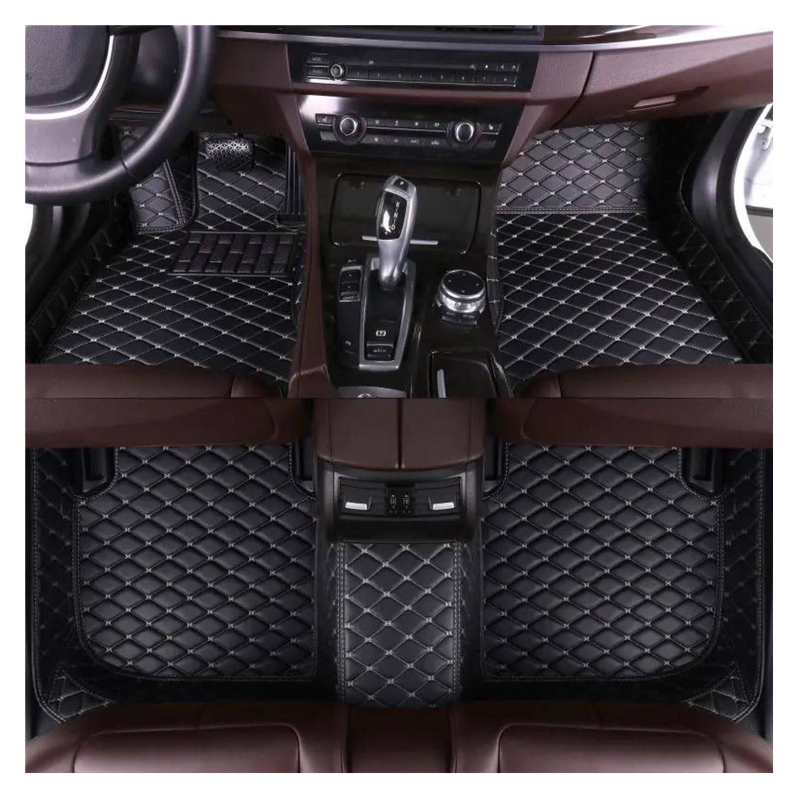 Auto Fußmatten Benutzerdefinierte Auto Luxus Leder Auto Bodenmatte für F30 2013 2014 2015 2016 2017 Auto Matte Full Set Wasserdichtes Zubehör Autofußmatten(Black White) von DZSGTTUJJ