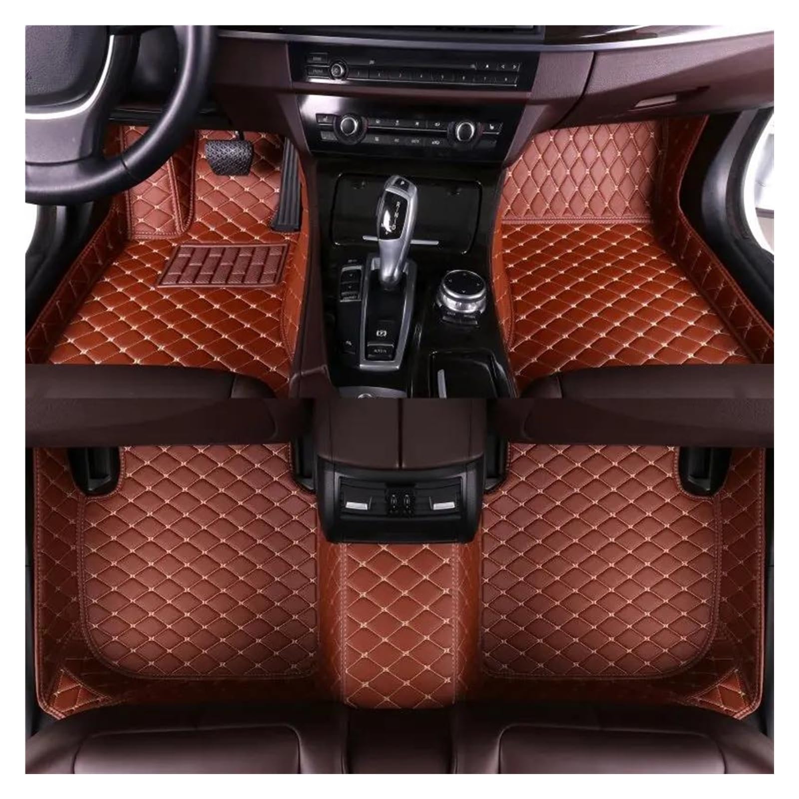 Auto Fußmatten Benutzerdefinierte Auto Luxus Leder Auto Bodenmatte für VW für Jetta für MK6 2011-2015 Auto Matte Full Set Wasserdichtes Zubehör Autofußmatten(Braun) von DZSGTTUJJ