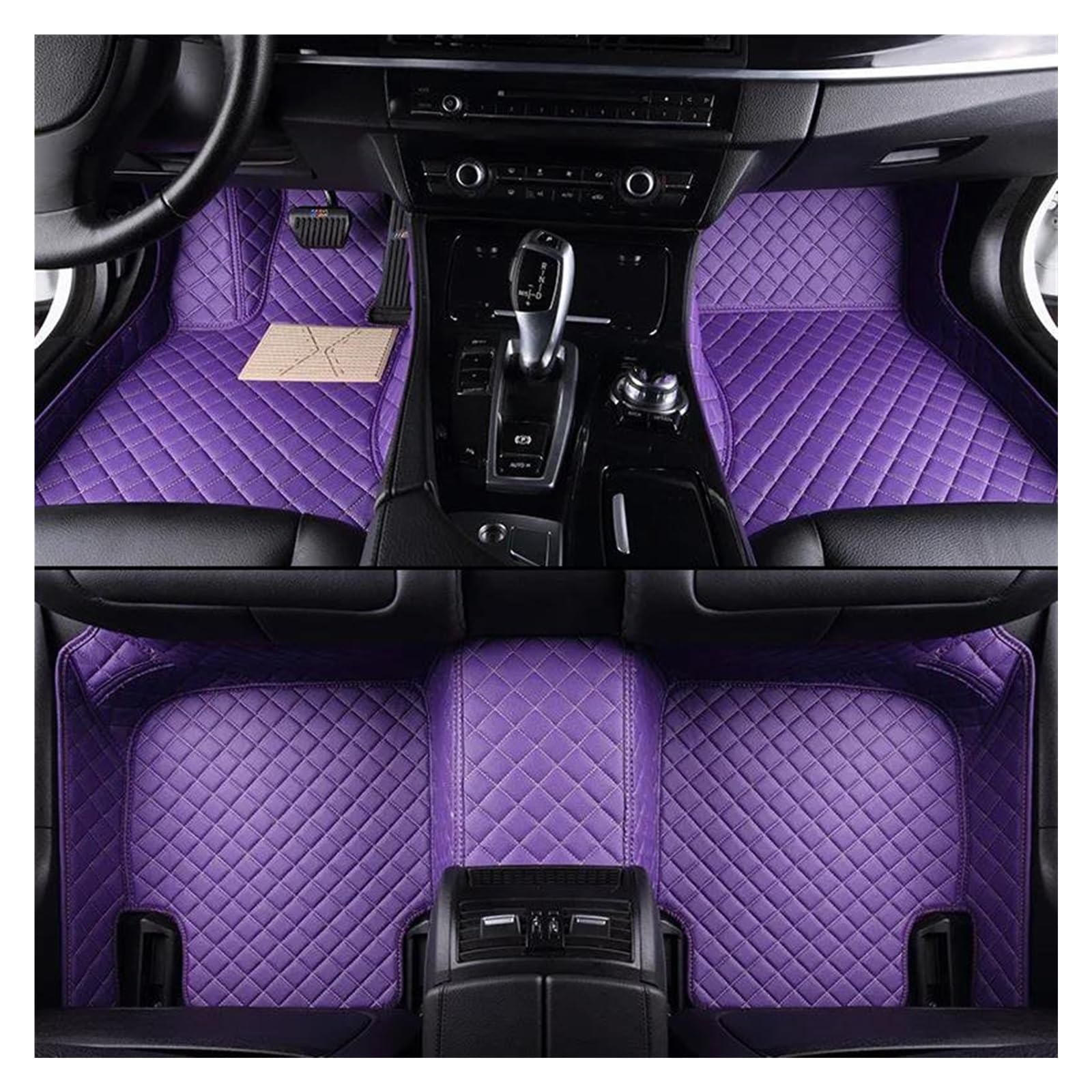 Auto Fußmatten Benutzerdefinierte Auto Luxus Leder Auto Bodenmatte für VW für Jetta für MK6 2011-2015 Auto Matte Full Set Wasserdichtes Zubehör Autofußmatten(Lila) von DZSGTTUJJ