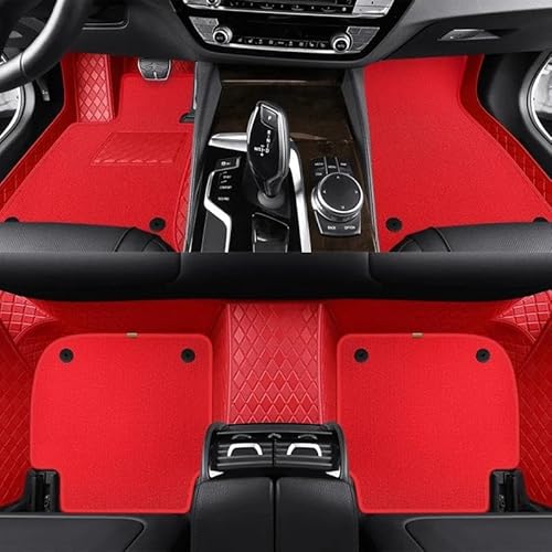 Auto Fußmatten Custom Fashion Full Set Auto-Fußmatten für Cayenne 2018 2019 2020 2021 2022 Auto-Matten Teppiche Innenausstattung Autofußmatten(Rot) von DZSGTTUJJ