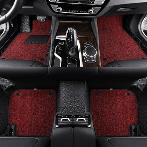 Auto Fußmatten Custom Fashion Full Set Auto-Fußmatten für Cayenne 2018 2019 2020 2021 2022 Auto-Matten Teppiche Innenausstattung Autofußmatten(Schwarz Rot) von DZSGTTUJJ