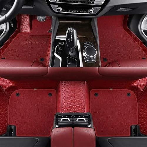 Auto Fußmatten Custom Fashion Full Set Auto-Fußmatten für Jaguar XF 2008-2015 Auto Matten Teppich Teppiche Innenausstattung Autofußmatten(WEINROT) von DZSGTTUJJ