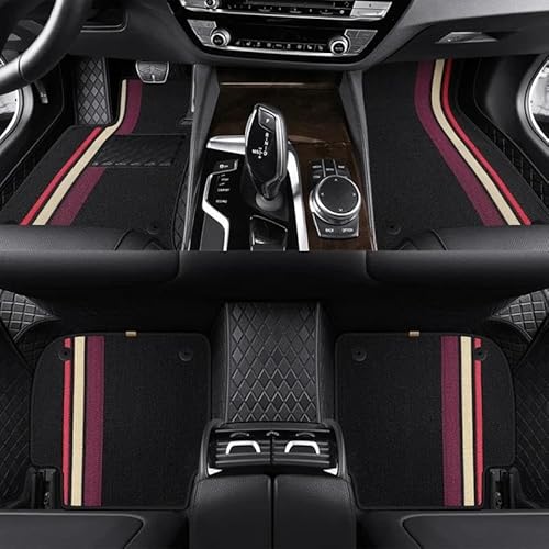 Auto Fußmatten Custom Fashion Full Set Auto-Fußmatten für Nissan Für Juke 2011-2017 Auto-Matten Teppiche Innenausstattung Autofußmatten(Black Stripes) von DZSGTTUJJ