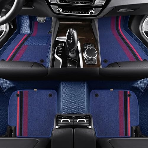 Auto Fußmatten Custom Fashion Full Set Auto-Fußmatten für Seat für Arona 2017 2018 2019 2020 2021 Auto-Matten Teppiche Innenausstattung Autofußmatten(Blue Stripes) von DZSGTTUJJ