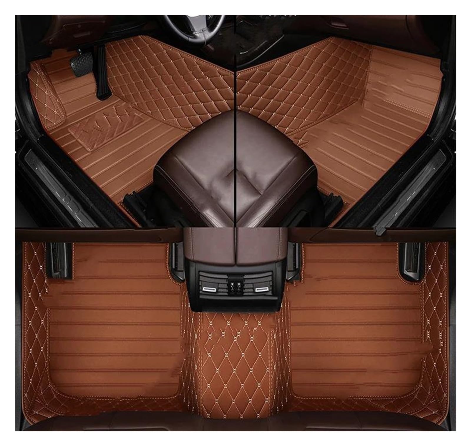 Auto Fußmatten Customcar Fußmatten Für Citroen C4 Für Picasso 5seat 2009 2010 2011 2012 2013 Auto Fuß Pads Automobil Autofußmatten(Braun) von DZSGTTUJJ