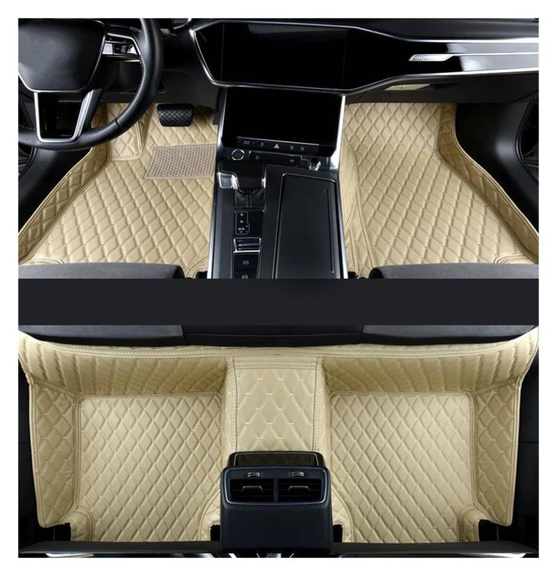 Auto Fußmatten Leder-Auto-Fußmatten für Alfa für Romeo für Giulietta 940 2011–2020 Auto Center Innenausstattung Teppiche Teppich Fußpolster Autofußmatten(Beige) von DZSGTTUJJ