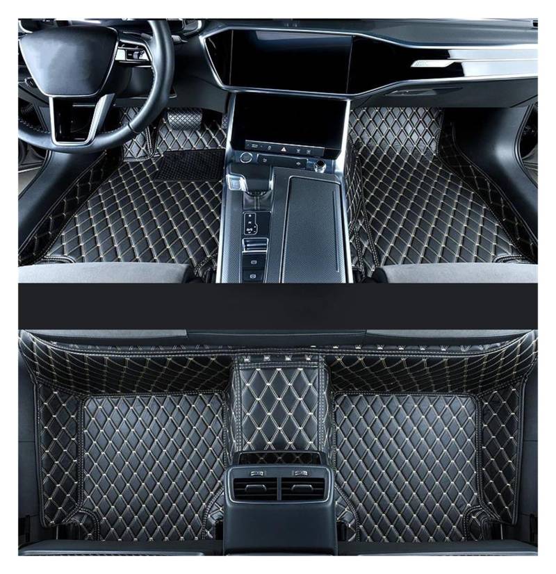 Auto Fußmatten Leder-Auto-Fußmatten für Jeep für Grand für Cherokee für WK2 2011-2021 Auto Center Innenausstattung Teppich Teppich Fußpolster Autofußmatten(Black White) von DZSGTTUJJ