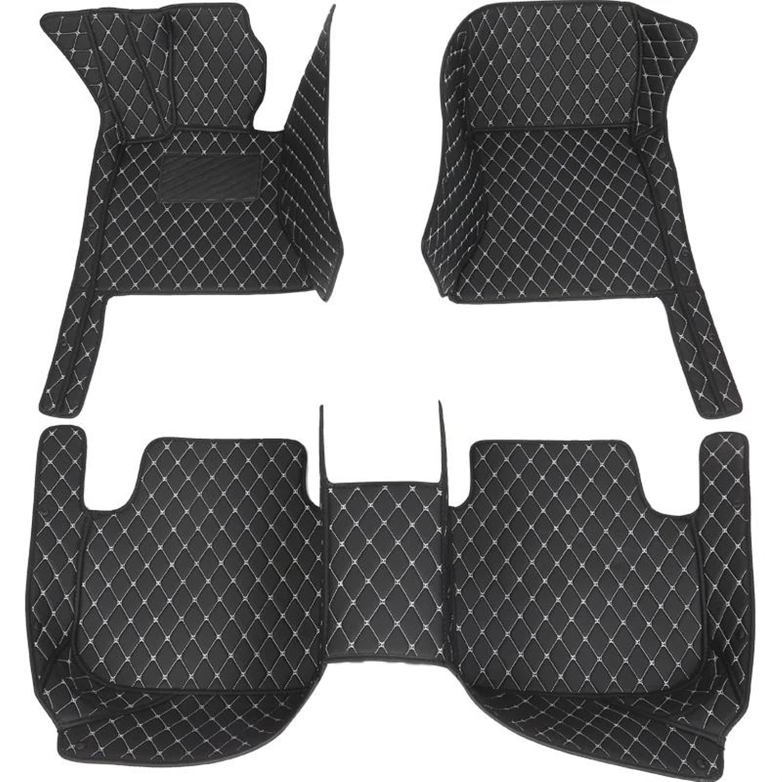 Auto Fußmatten Leder-Auto-Fußmatten für VW für Passat B6 2007 2008 2009 2010 Fußmatten Autozubehör Teppiche Teppiche Autofußmatten(Black White) von DZSGTTUJJ