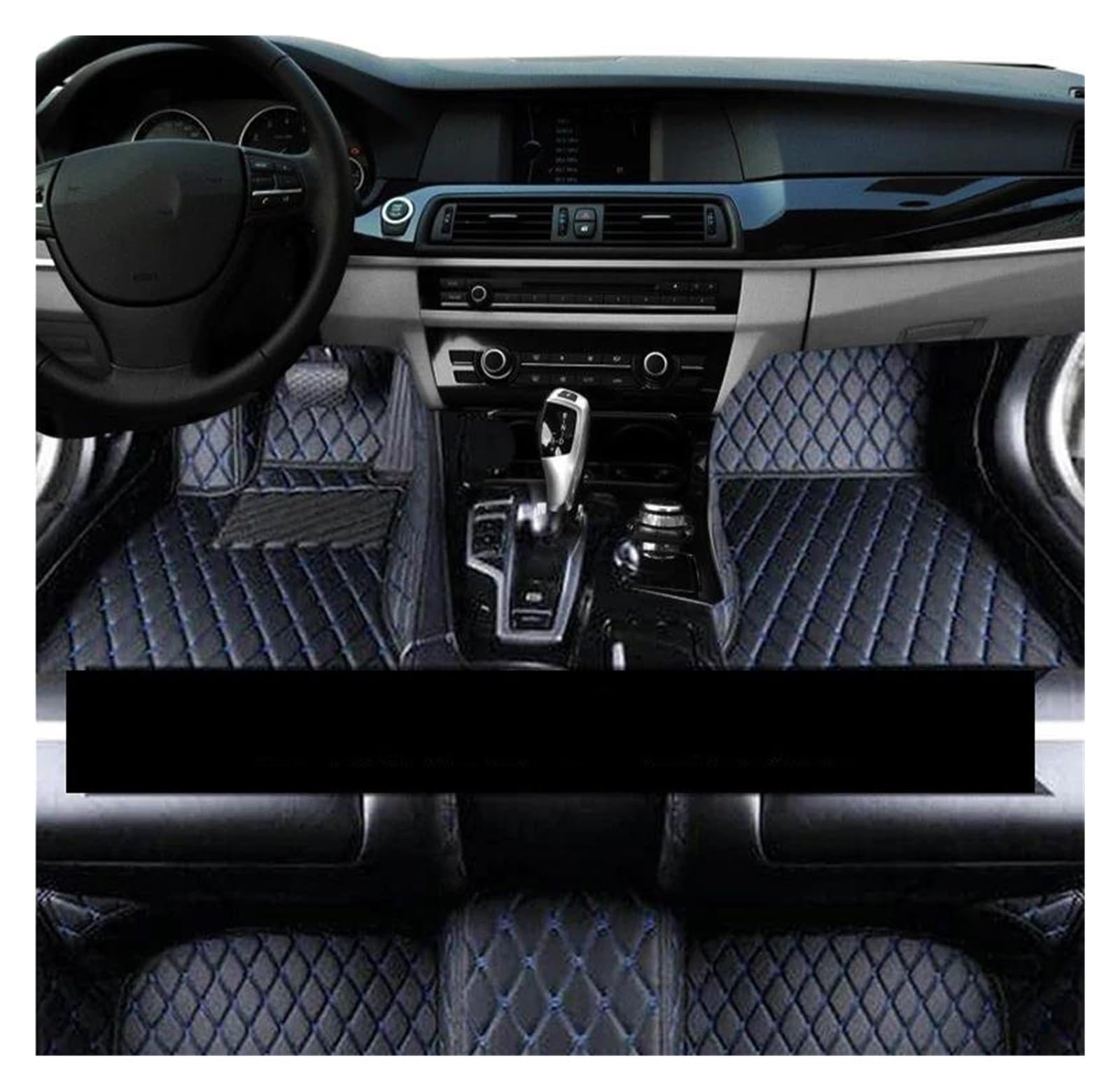 Auto Fußmatten Leder-Autofußmatten für Grand für Scenic IV 2016-2022 5-Sitzer Anti-Schmutz-Pad Automatten Bodenteppiche Autozubehör Innenraum Autofußmatten(LHD Black Blue) von DZSGTTUJJ