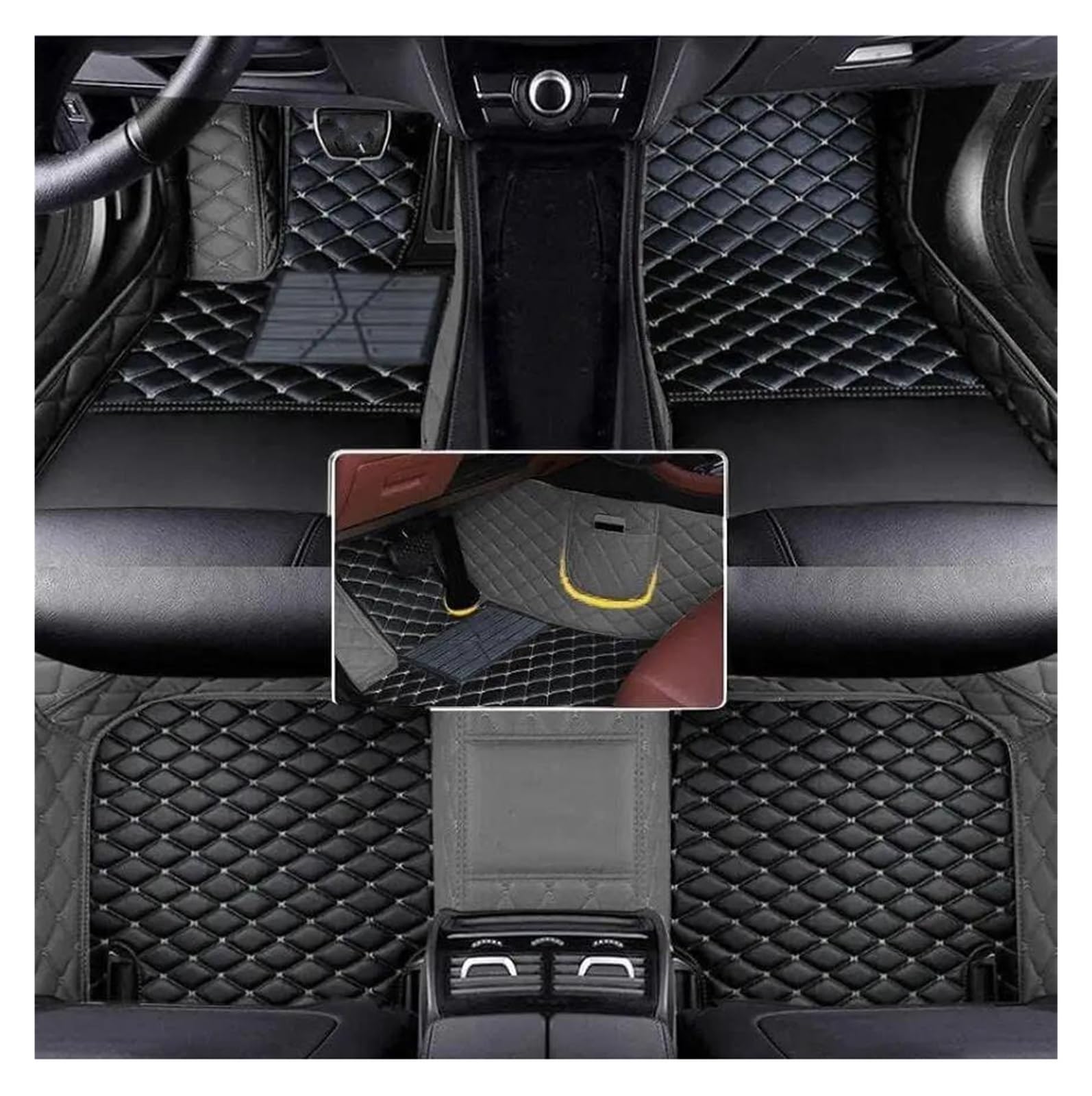 Auto Fußmatten Maßgeschneiderte Kunstleder-Auto-Bodenmatte für Chevy für Camaro 2010 2011 2012 2013 Innenausstattung Autofußmatten(Black Gray) von DZSGTTUJJ